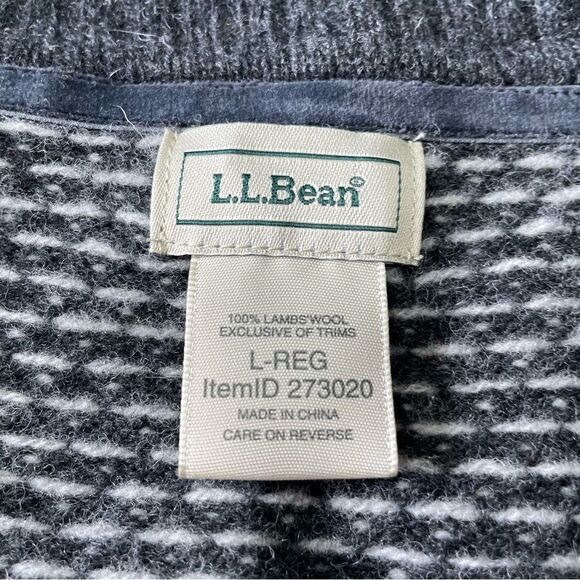 Vintage LL Bean grey pink 100% lambswool floral button up cardigan women’s large - Picture 4 of 7